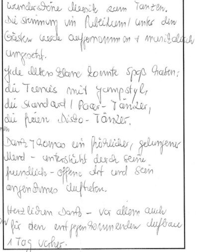 Kundenfeedback Ein DJ Thomas